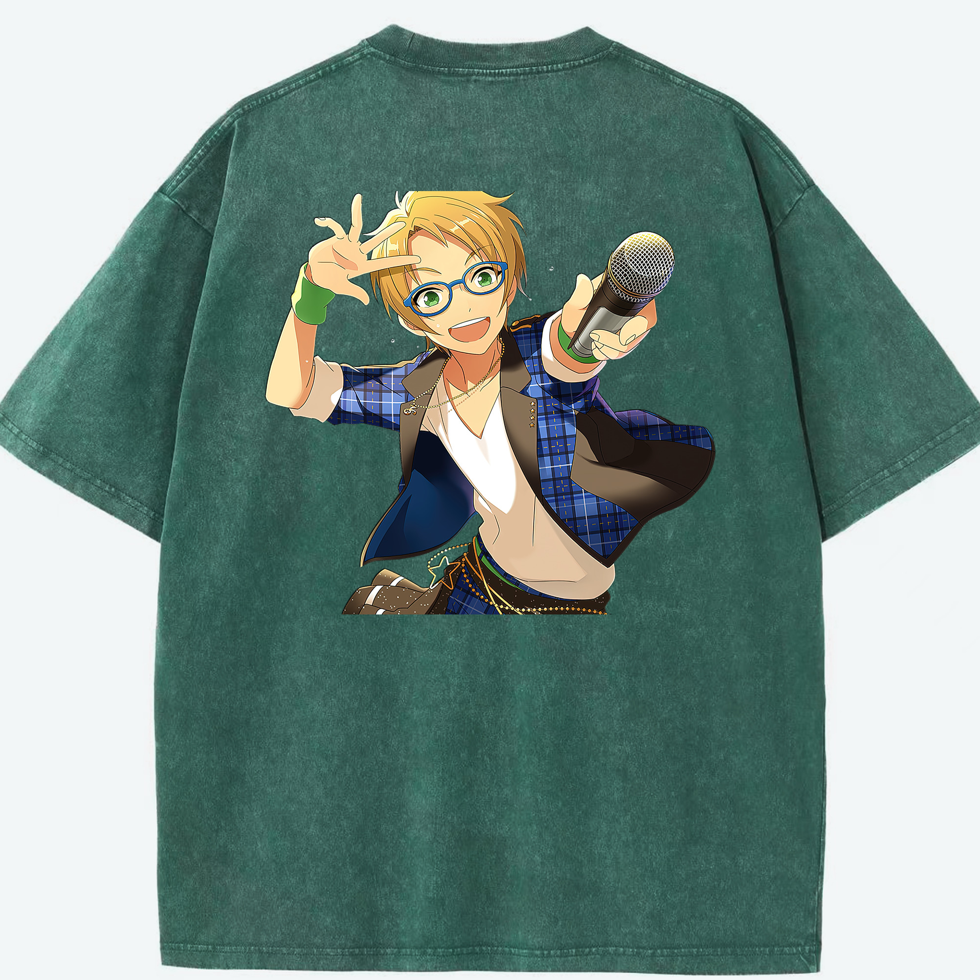 （画像用） あんさんぶるスターズ! Ensemble Stars 綿100% ヴィンテージ風 半袖Tシャツ（背面プリント）